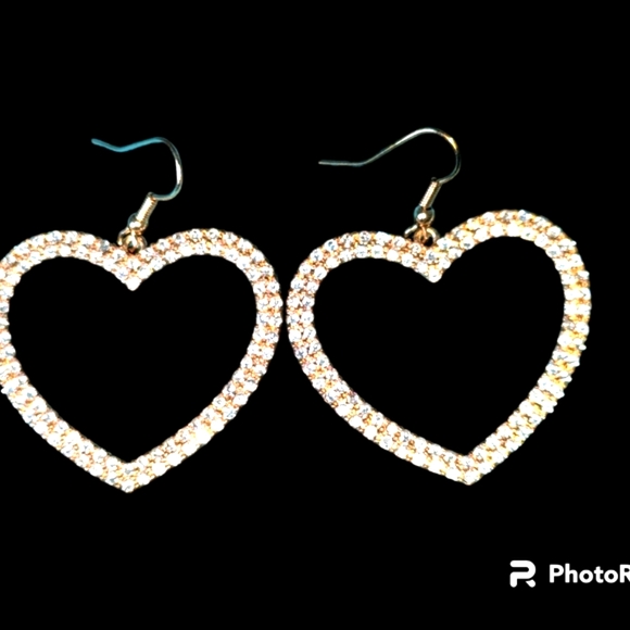 Sparkling Heart shaped CZ Earrings - Picture 2 of 15